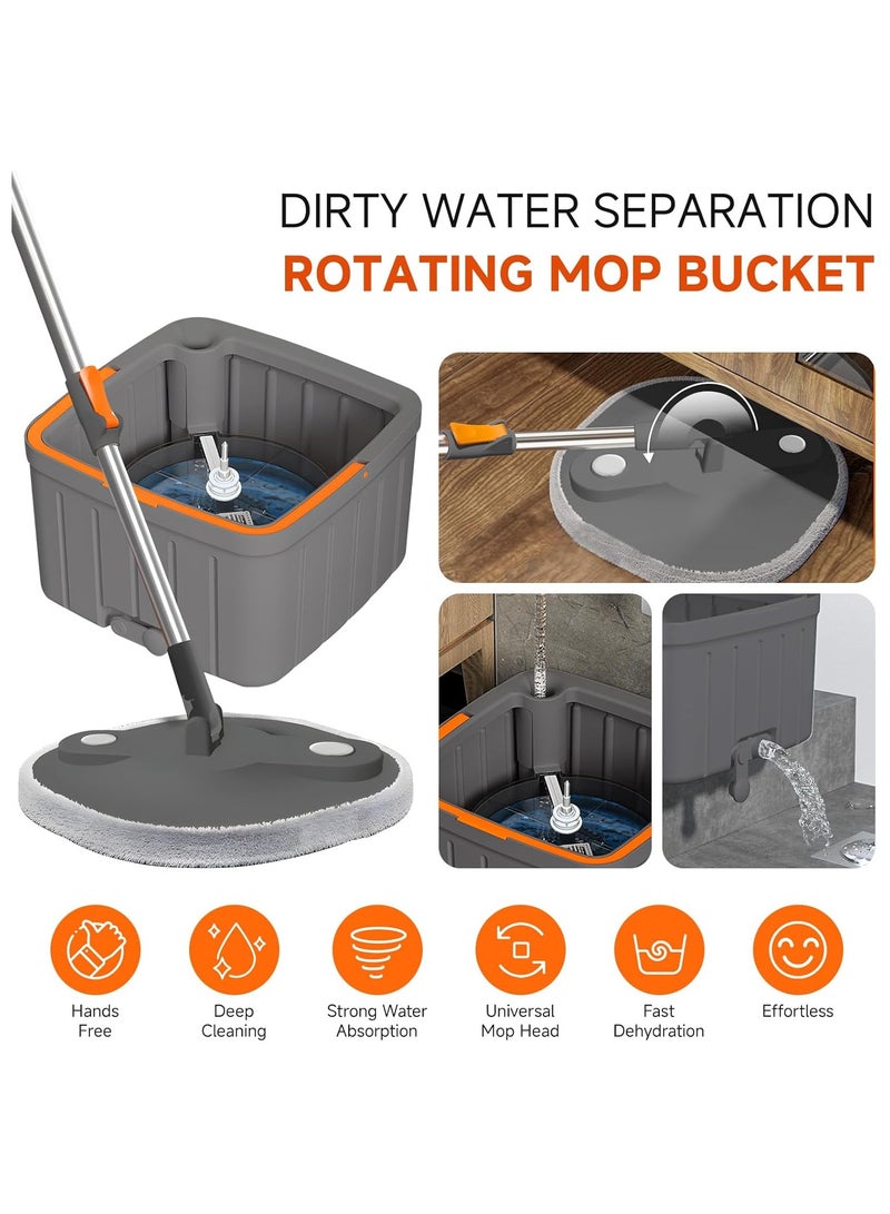 Spin Mop Set with Self Separating Sewage And Clean Water System, 360 ° Rotating Bucket Set Adjustable Versatile Handle Equipped With 4replacement Washable Microfiber Mop Head - Image 4
