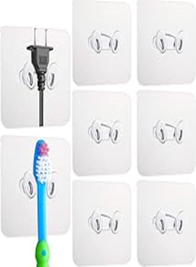 15 Pieces Adhesive Toothbrush Holder Wall-Mounted Wall Hooks Storage Hook Transparent Reusable Seamless Hooks Razor Holder Power Plug Socket Holder for Office Bathroom Home