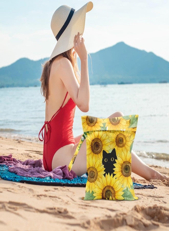 Pykfrhh Black Cat Wet Dry Bags Sunflower Wet Bags Swimsuit Bag Beach Essentials Summer Decor Sunflower Washable Reusable Waterproof Bag for Swimsuit Pool Beach Diapers Dirty Yoga Gym Clothes - Image 4