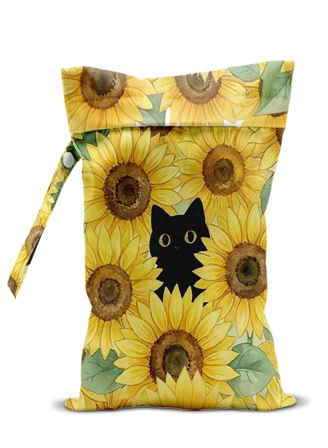 Pykfrhh Black Cat Wet Dry Bags Sunflower Wet Bags Swimsuit Bag Beach Essentials Summer Decor Sunflower Washable Reusable Waterproof Bag for Swimsuit Pool Beach Diapers Dirty Yoga Gym Clothes - Image 1