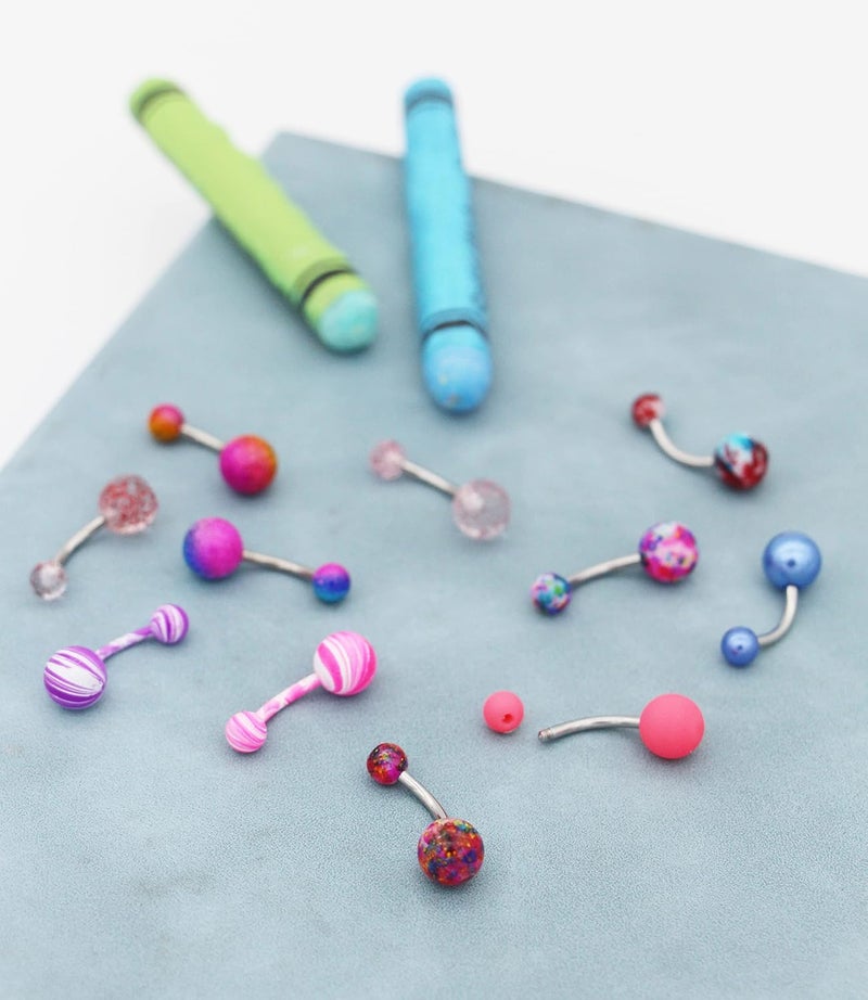 EVELICAL 24-50Pcs 14G Stainless Steel Belly Button Rings for Women CZ Screw Navel Bars Body Piercing Jewelry - Image 4