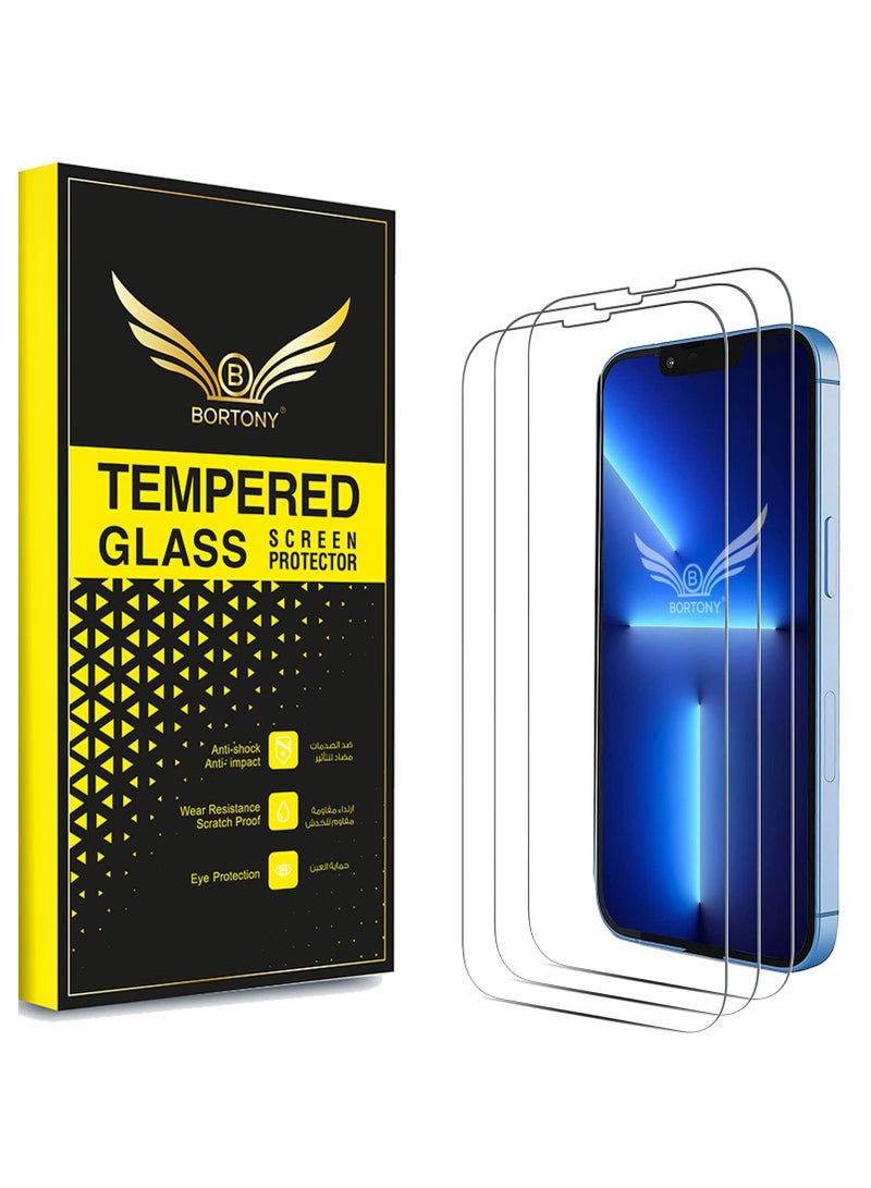 BORTONY 3-Pack Tempered Glass Screen Protector for Apple iPhone 13 Pro Max 6.7 Inch Clear - Image 1