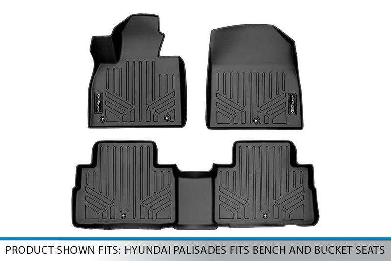 SMARTLINER Custom Fit Floor Mats 2-Row Set For 2021-2023 Hyundai Santa Fe Hybrid – Black TPE
