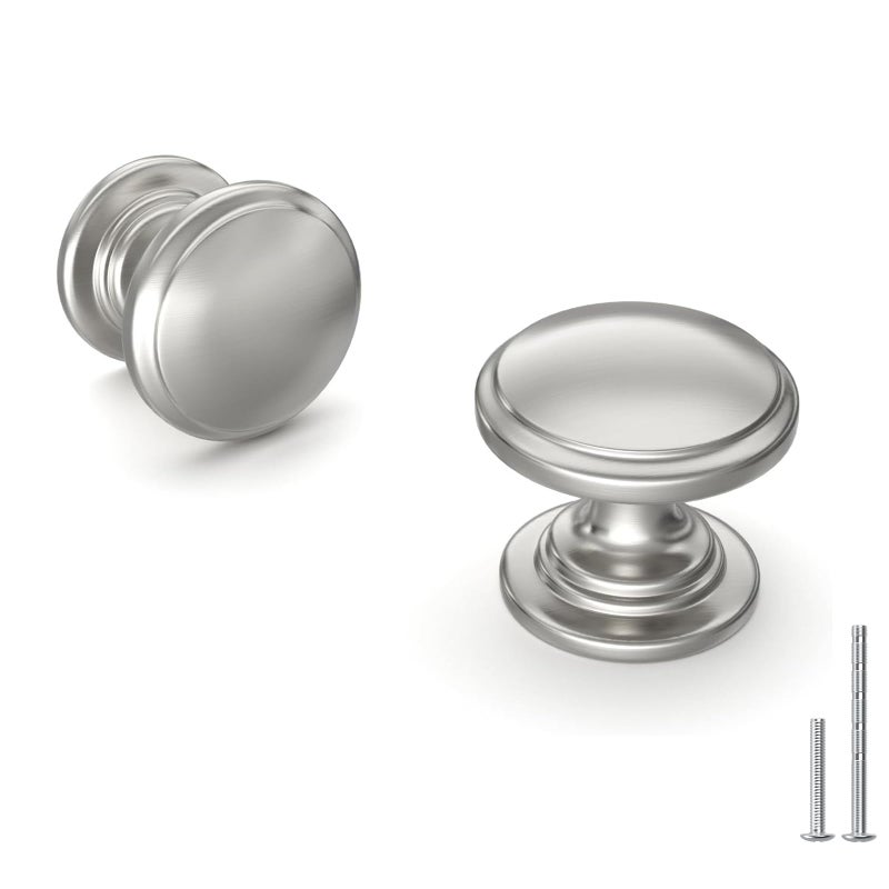 homdiy 25 Pack Brushed Nickel Cabinet Knobs Sliver Round Drawer Knob for Kitchen Cabinets Dresser Drawers Pulls Zinc Hardware Handle - Image 2