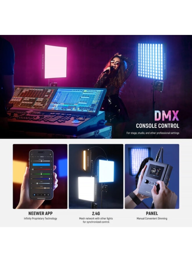 نيوير FL100C 115W Flexible DMX Control LED RGB Video Light Kit - Image 5