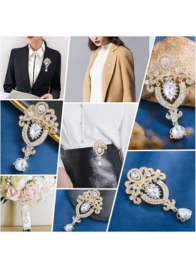 Goolsky 1pc Crystal Rhinestone Marquise Pear-Shaped Teardrop Flower Brooch Pin Set for Women - Image 5