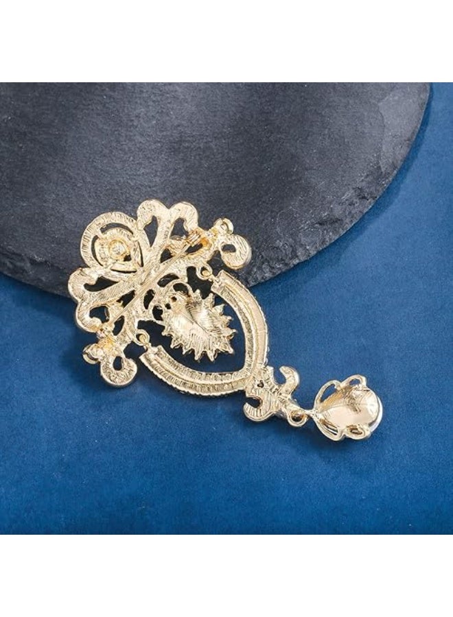 Goolsky 1pc Crystal Rhinestone Marquise Pear-Shaped Teardrop Flower Brooch Pin Set for Women - Image 3