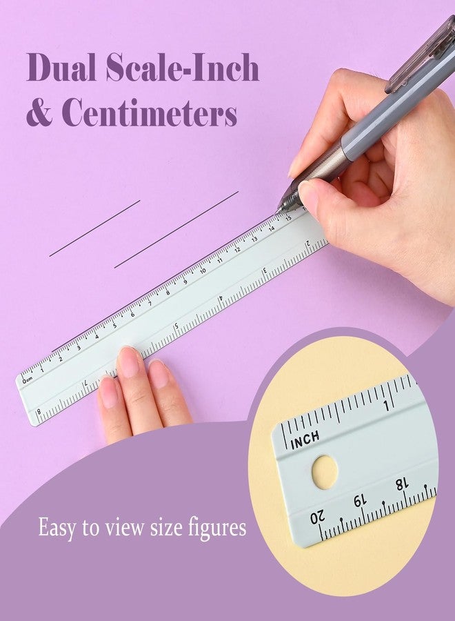 BAYTORY 8 Pcs Metal Rulers, Bulk Morandi Color Ruler, 20 cm/8 inch Aluminum Ruler for School Home Office (20 cm/8 inch) - Image 4