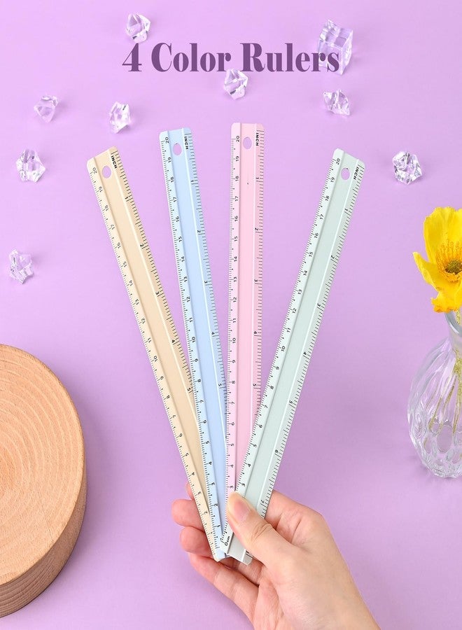 BAYTORY 8 Pcs Metal Rulers, Bulk Morandi Color Ruler, 20 cm/8 inch Aluminum Ruler for School Home Office (20 cm/8 inch) - Image 5