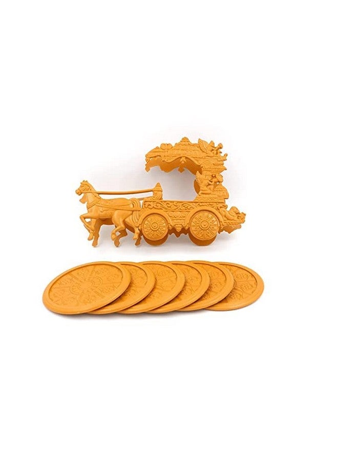 Sonanshi Sonanshi Maharaja Chariot Fancy Rath Horse Tea Coaster Set/Saucer Set, Dining Table Coaster Set (6 Pieces of Saucer disc)  - Image 2