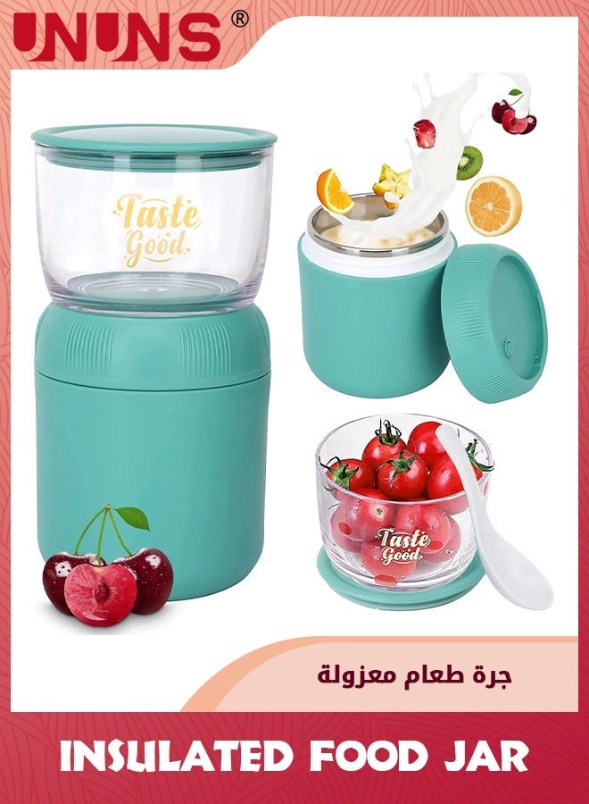 يو إن يو إن أس Insulated Food Jar,11 oz+14.5 oz Stainless Steel Vacuum Leak Proof Wide Mouth Soup With Spoon,Lunch Containers For Hot And Cold - Image 1