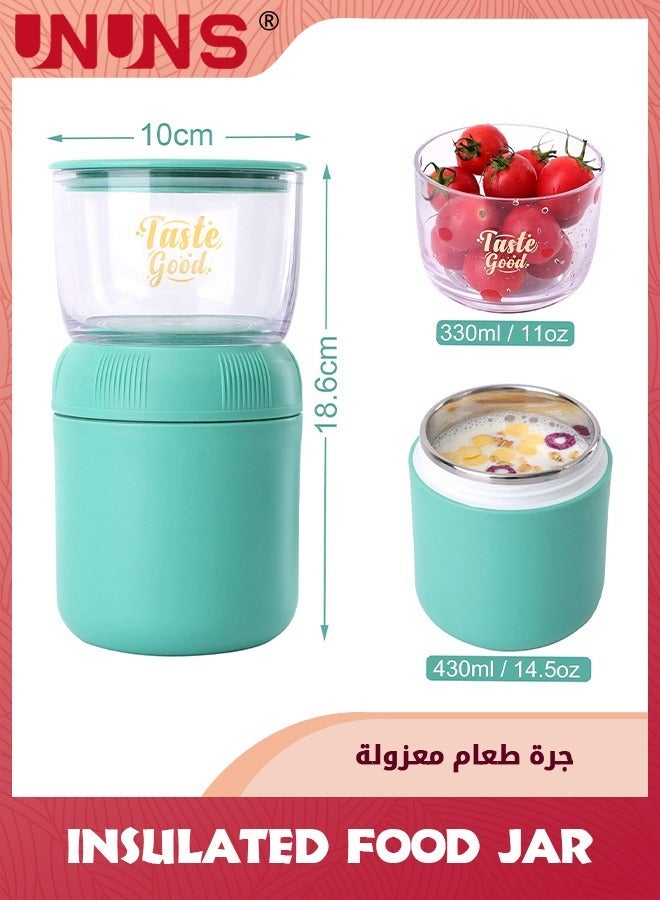 يو إن يو إن أس Insulated Food Jar,11 oz+14.5 oz Stainless Steel Vacuum Leak Proof Wide Mouth Soup With Spoon,Lunch Containers For Hot And Cold - Image 4