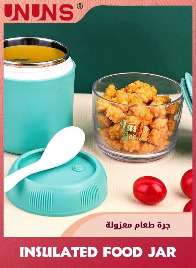 يو إن يو إن أس Insulated Food Jar,11 oz+14.5 oz Stainless Steel Vacuum Leak Proof Wide Mouth Soup With Spoon,Lunch Containers For Hot And Cold - Image 5