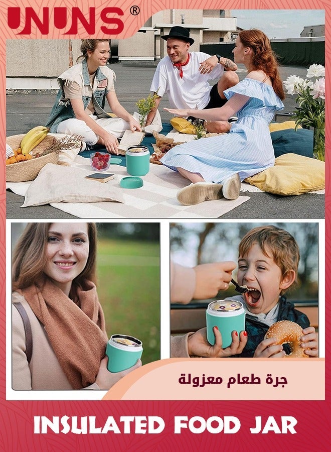 يو إن يو إن أس Insulated Food Jar,11 oz+14.5 oz Stainless Steel Vacuum Leak Proof Wide Mouth Soup With Spoon,Lunch Containers For Hot And Cold - Image 2
