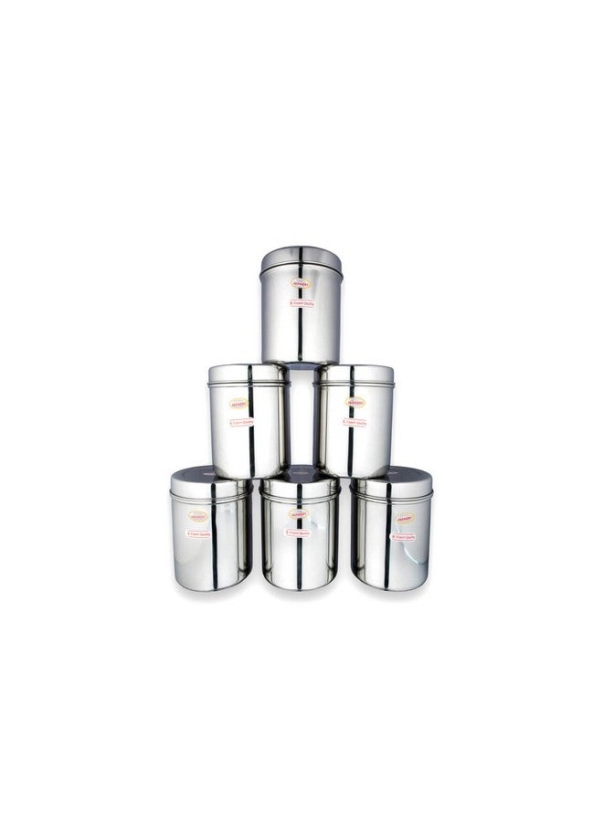 JAGGERY Stainless Steel Tall Container, Ubha Dabba (Set Of 6) (Dia_10 CM, Height_ 13.5 CM, Capacity_800 ML),Silver - Image 4
