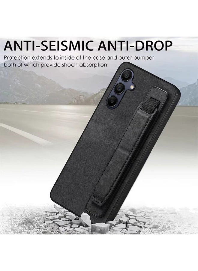 SNBFA Samsung Galaxy A15 4g/5g Case with Adjustable Wristband Strap Kickstand,handstrap Grip Loop Strap Leather Cover Protective Cell Phone Accessory for for Samsung Galaxy A15 5G, Black  - Image 5