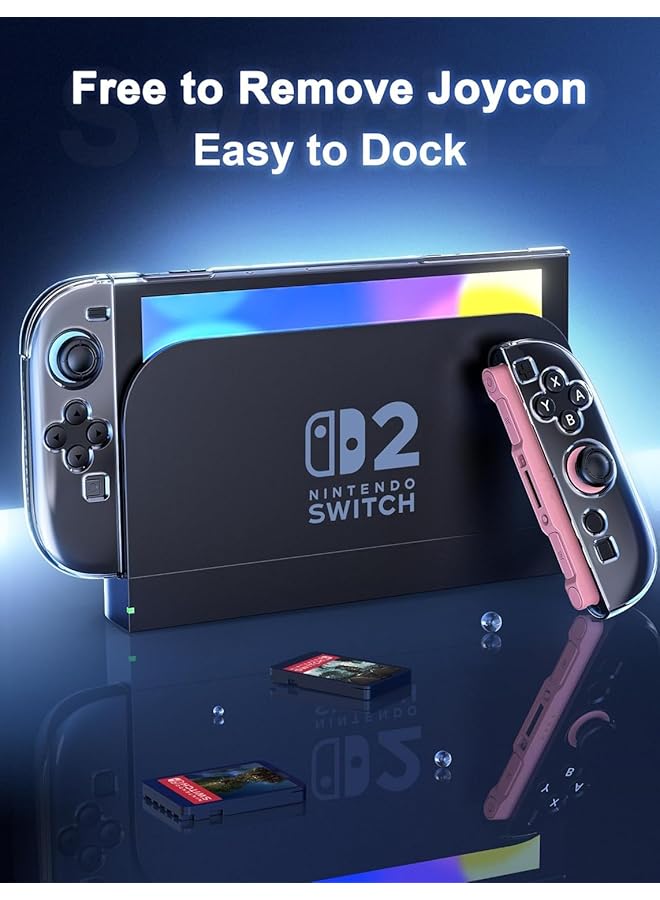 XICEN Protective Case Compatible With Nintendo Switch 2 Transparent Protective For Nintendo Switch 2 (2025) With Tpu Grip Cover Case And Thumb Caps Shock Absorption And Anti Scratch Design  - Image 2