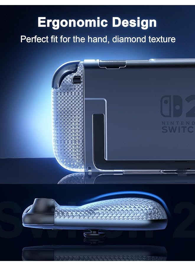 XICEN Protective Case Compatible With Nintendo Switch 2 Transparent Protective For Nintendo Switch 2 (2025) With Tpu Grip Cover Case And Thumb Caps Shock Absorption And Anti Scratch Design  - Image 4