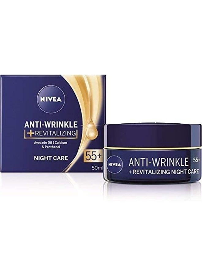 Nivea Nivea Anti-wrinkle + revitalizing night care face cream anti-aging 55+ with avocado oil, calcium and panthenol 50ml / 1.69 oz