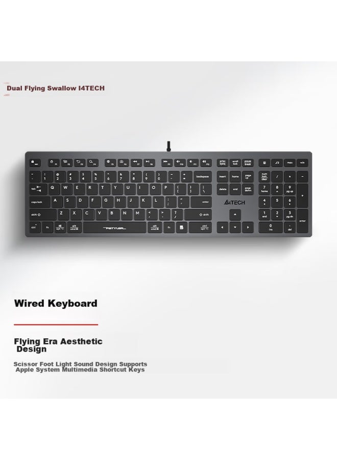 A4tech Fx50 Wired Keyboard With Scissor Foot, Quiet, For Laptop, External, Desktop, Home, Office, Typing, Fly Era Membrane Keyboard, Iron Gray - Image 1
