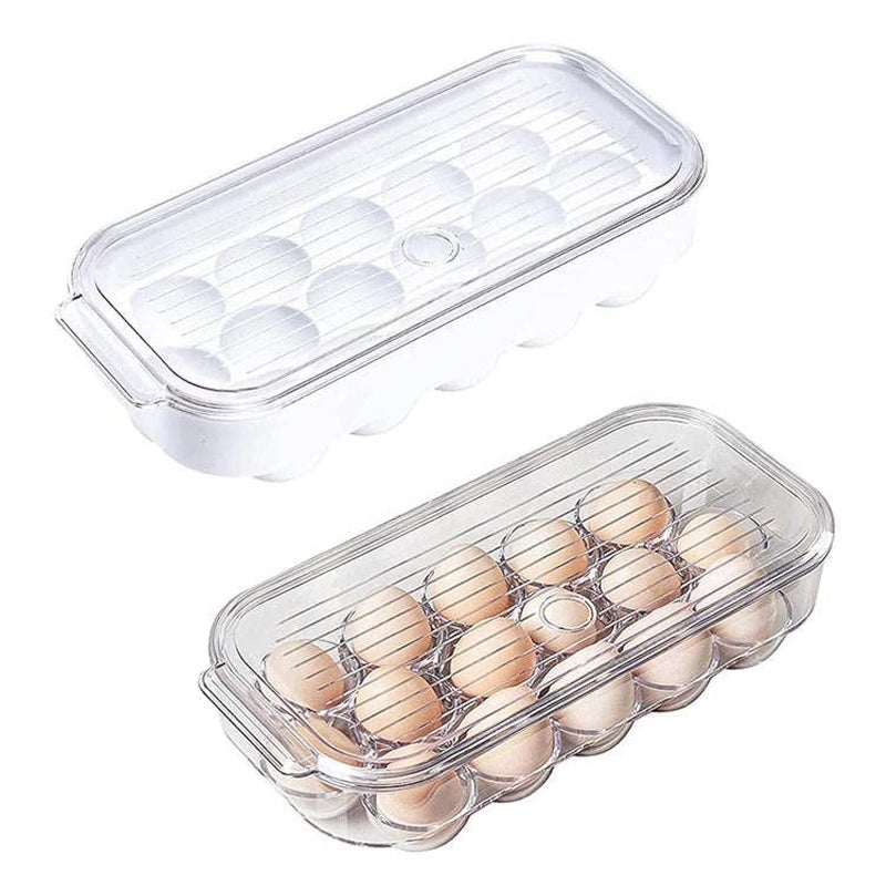 ECVV Home Egg Container For Refrigerator  16 Egg Container With Lid  Handle Egg Holder For Refrigerator Egg Storage  Egg Tray ll Clear Tray ll