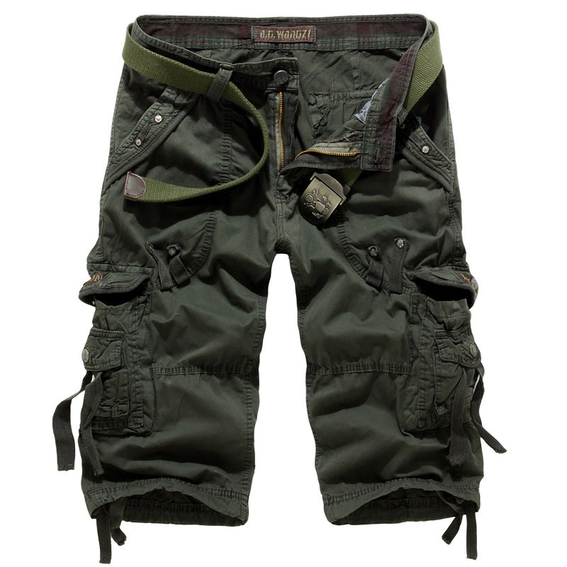 Summer New Loose Multi-Pocket Retro Workwear Cotton Casual Trendy Mens Large Pocket Cargo Pants White gray