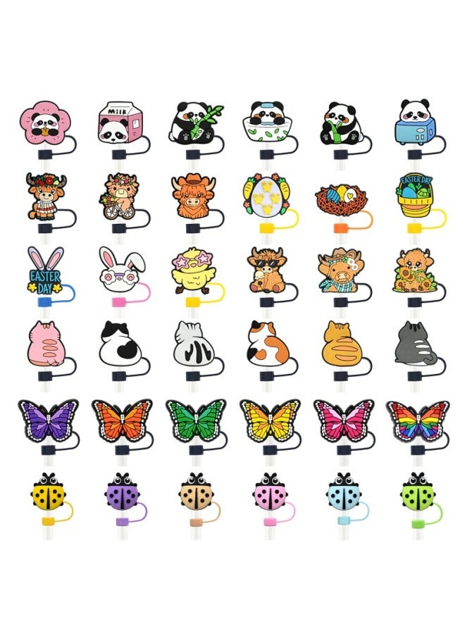 Direct Color Straw Cap Custom DIY Cartoon Personality Decorative Straw Cap Straw Dust Cap 6-10mm-Color:Octagonal Straw Cap - Image 4