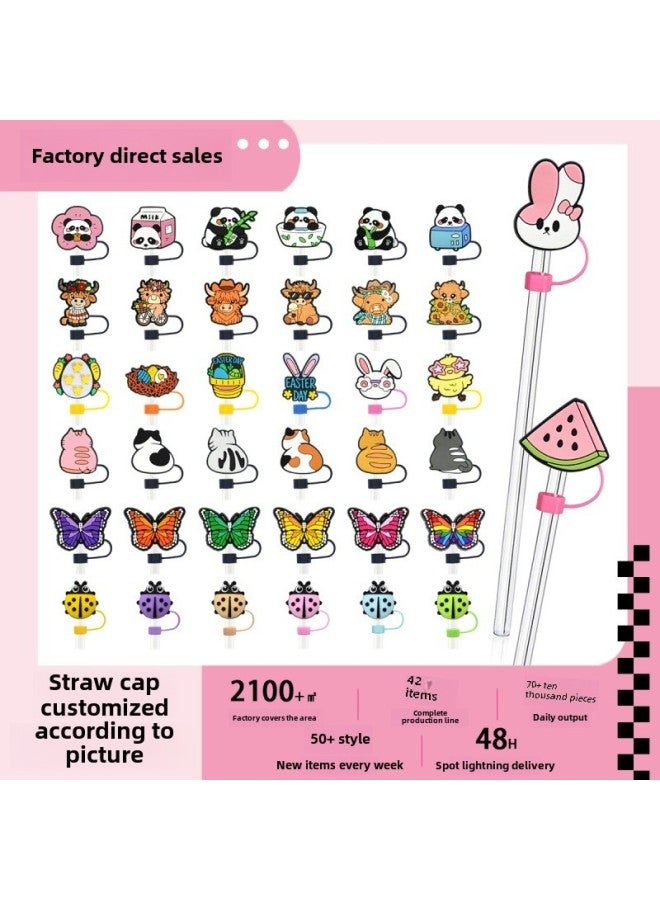 Direct Color Straw Cap Custom DIY Cartoon Personality Decorative Straw Cap Straw Dust Cap 6-10mm-Color:Octagonal Straw Cap - Image 2