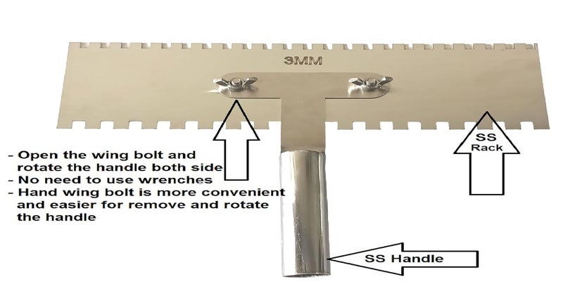 MD Style Square Notch Metal Trowel Fix Thickness for Flexible Resin Spreader Set, Reusable Trowel Scrapers for Epoxy, Fillers, Putty,Spackling Paste (22 Inch 0.5MM-1MM & 1.5MM-2MM With SS Handle) - Image 3