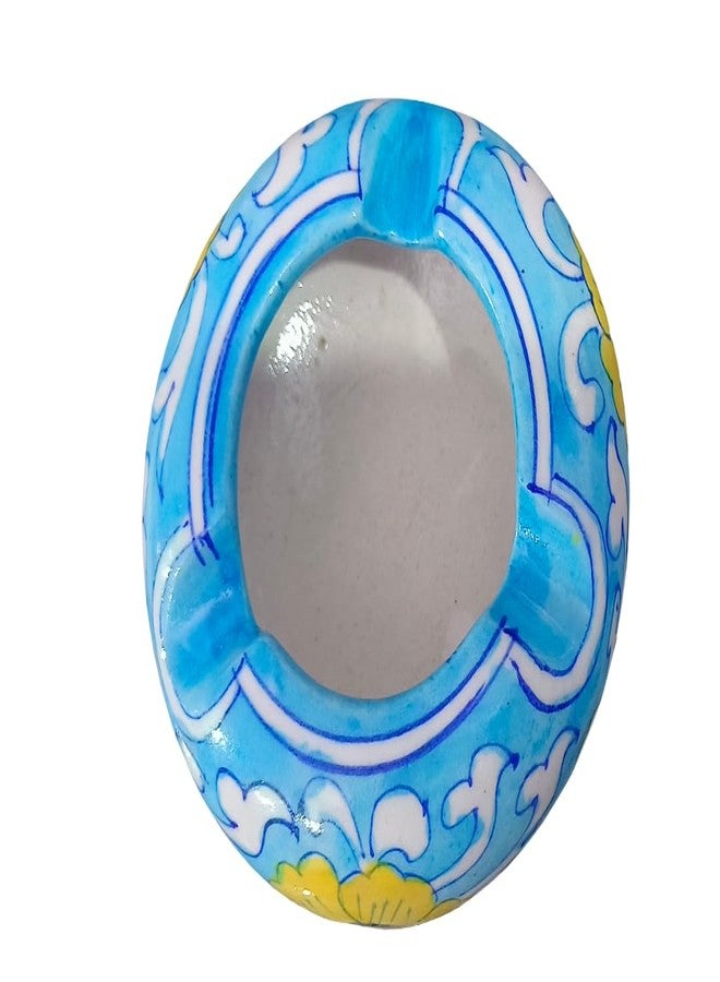 Shiv Kripa Blue Pottery Pottery Decorative Ceramic Ashtray (Blue) - Image 1