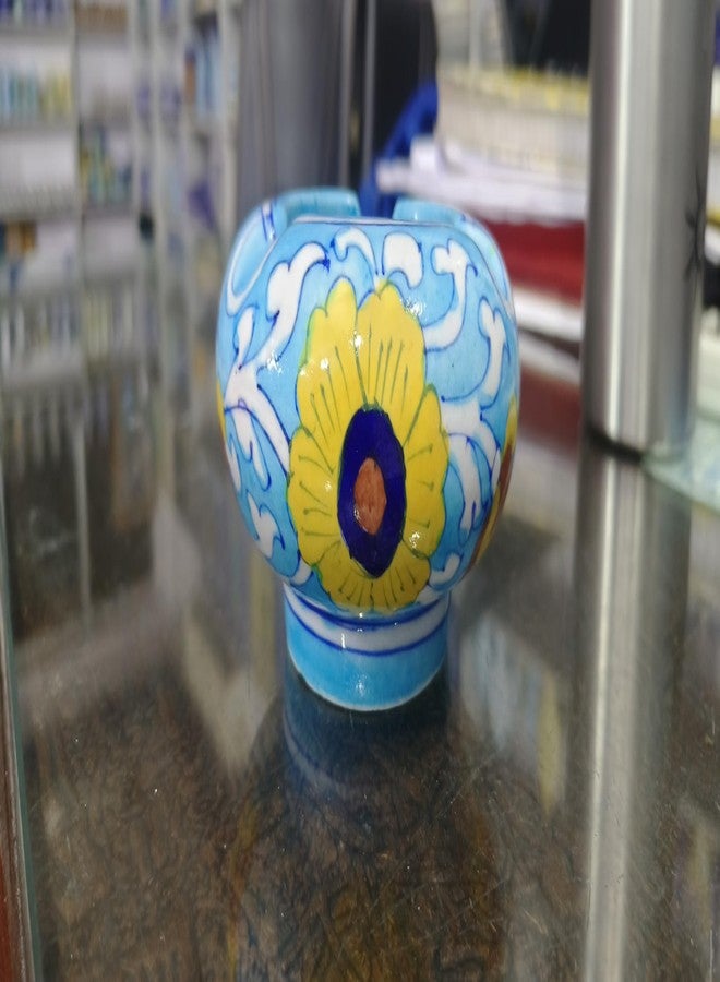 Shiv Kripa Blue Pottery Pottery Decorative Ceramic Ashtray (Blue) - Image 2