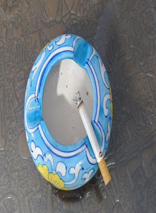 Shiv Kripa Blue Pottery Pottery Decorative Ceramic Ashtray (Blue) - Image 5