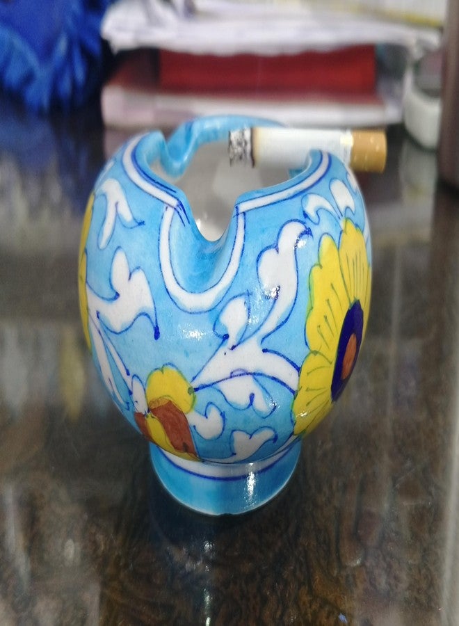 Shiv Kripa Blue Pottery Pottery Decorative Ceramic Ashtray (Blue) - Image 4