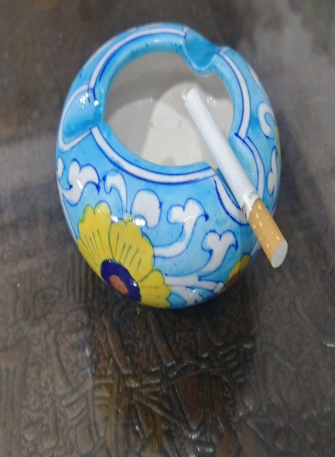 Shiv Kripa Blue Pottery Pottery Decorative Ceramic Ashtray (Blue) - Image 3