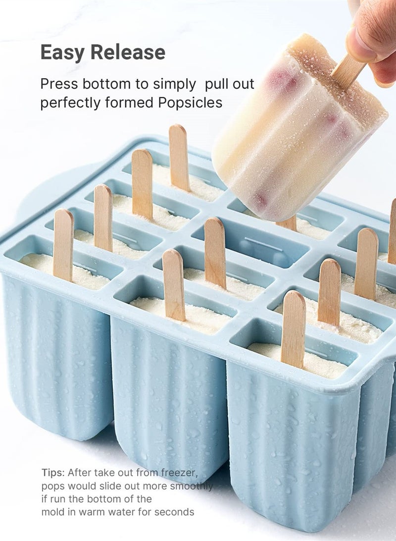 KASTWAVE Popsicles Molds, 12 Pieces Silicone Popsicle Molds Easy-Release BPA-free Popsicle Maker Molds Ice Pop Molds Homemade Popsicle Ice Pop Maker - Image 4