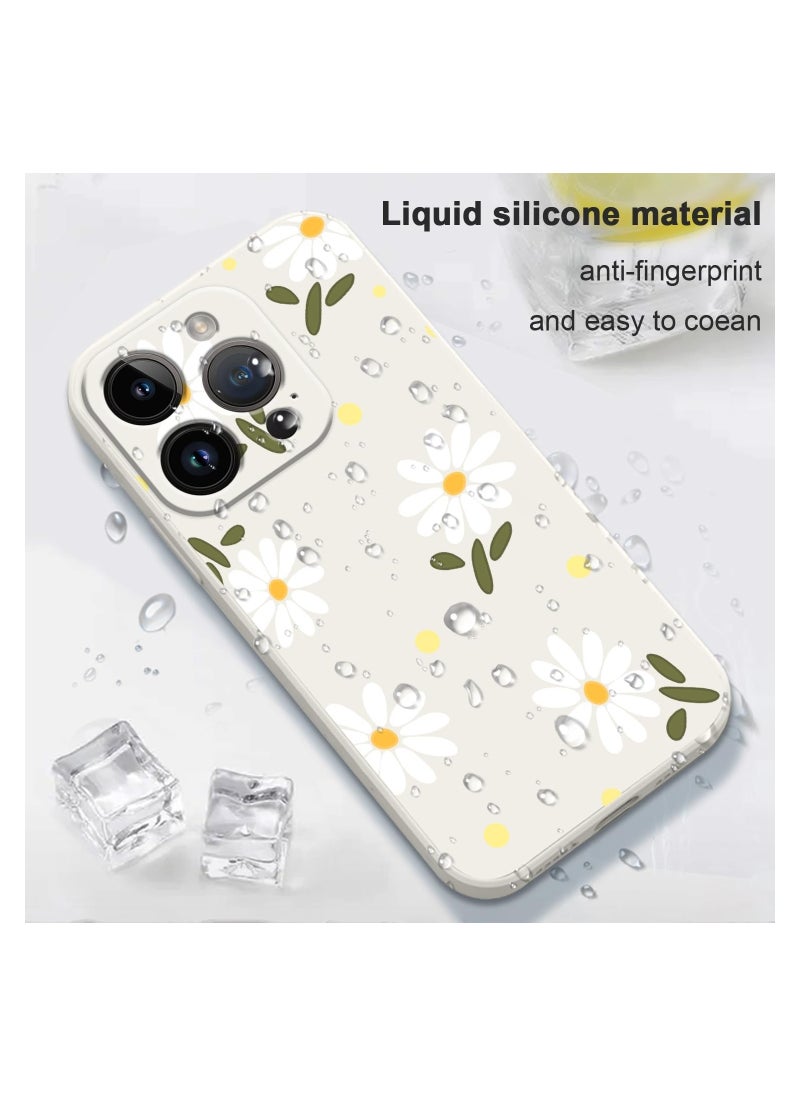 Generic - for iPhone 15 Pro Max Cases, Case for iPhone 15 Pro Max Side Chrysanthemum Pattern Design, Soft Shockproof Camera Lens Protector for iPhone 15 Pro Max Case Woman Flower-White 1 - Image 1