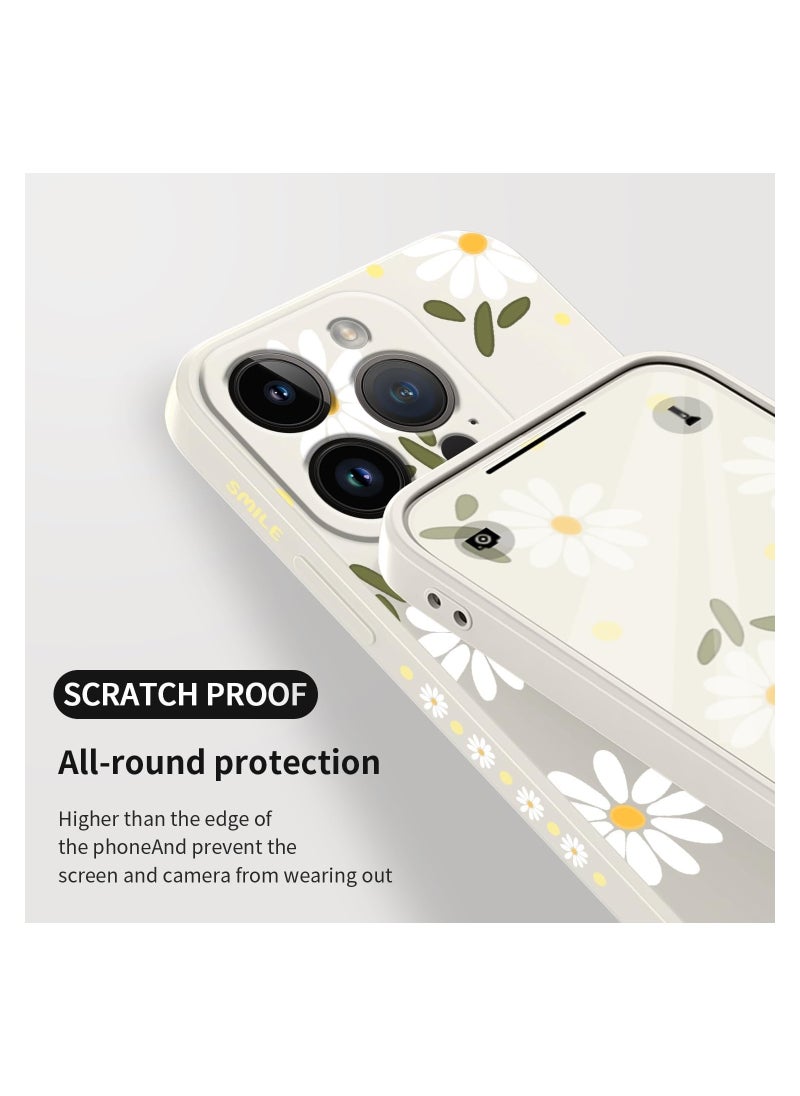 Generic - for iPhone 15 Pro Max Cases, Case for iPhone 15 Pro Max Side Chrysanthemum Pattern Design, Soft Shockproof Camera Lens Protector for iPhone 15 Pro Max Case Woman Flower-White 1 - Image 1