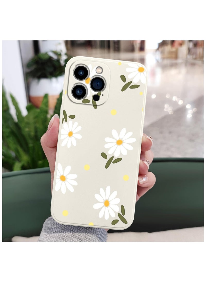 Generic - for iPhone 15 Pro Max Cases, Case for iPhone 15 Pro Max Side Chrysanthemum Pattern Design, Soft Shockproof Camera Lens Protector for iPhone 15 Pro Max Case Woman Flower-White 1 - Image 1