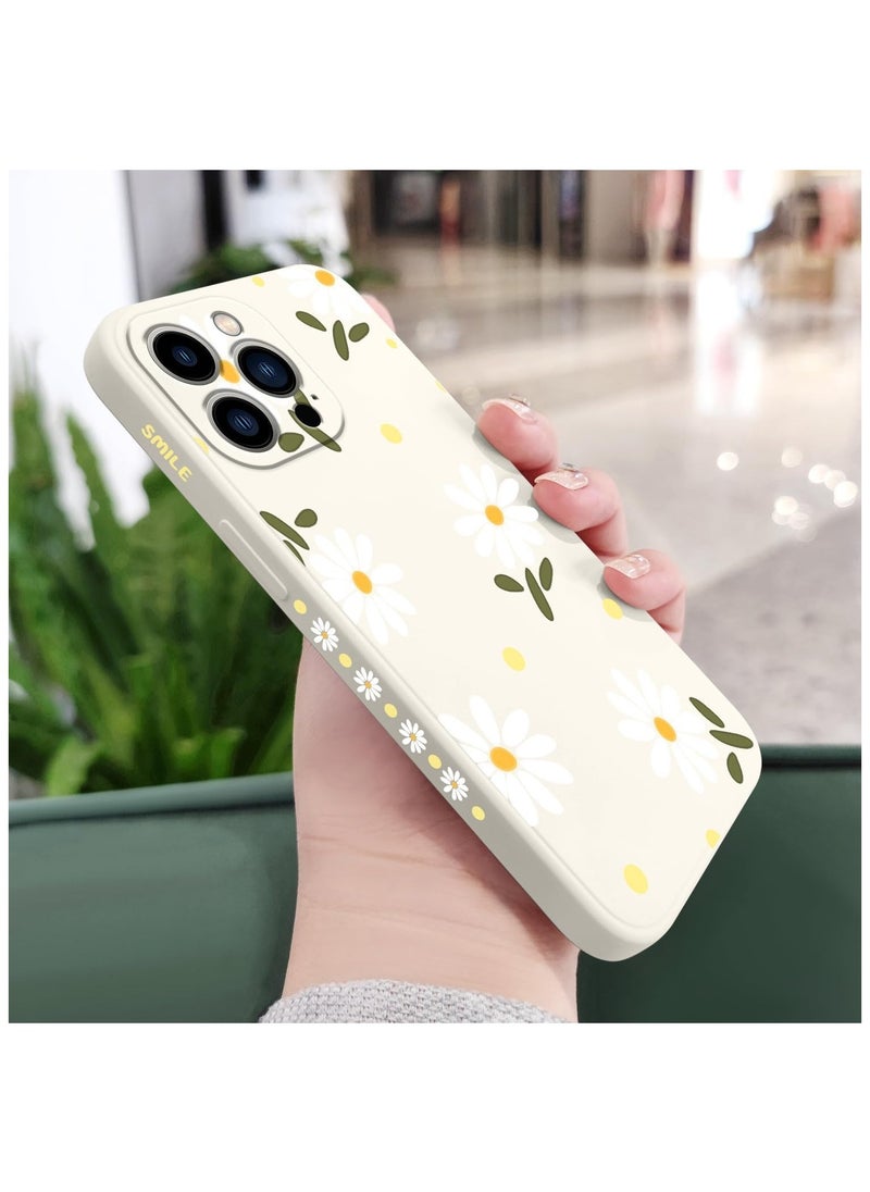 Generic - for iPhone 15 Pro Max Cases, Case for iPhone 15 Pro Max Side Chrysanthemum Pattern Design, Soft Shockproof Camera Lens Protector for iPhone 15 Pro Max Case Woman Flower-White 1 - Image 1