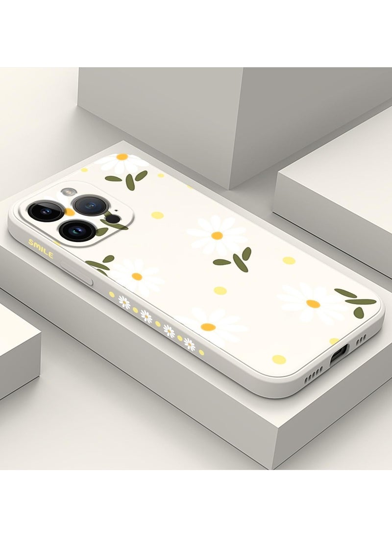 Generic - for iPhone 15 Pro Max Cases, Case for iPhone 15 Pro Max Side Chrysanthemum Pattern Design, Soft Shockproof Camera Lens Protector for iPhone 15 Pro Max Case Woman Flower-White 1 - Image 1