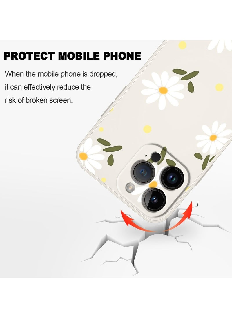 Generic - for iPhone 15 Pro Max Cases, Case for iPhone 15 Pro Max Side Chrysanthemum Pattern Design, Soft Shockproof Camera Lens Protector for iPhone 15 Pro Max Case Woman Flower-White 1 - Image 1