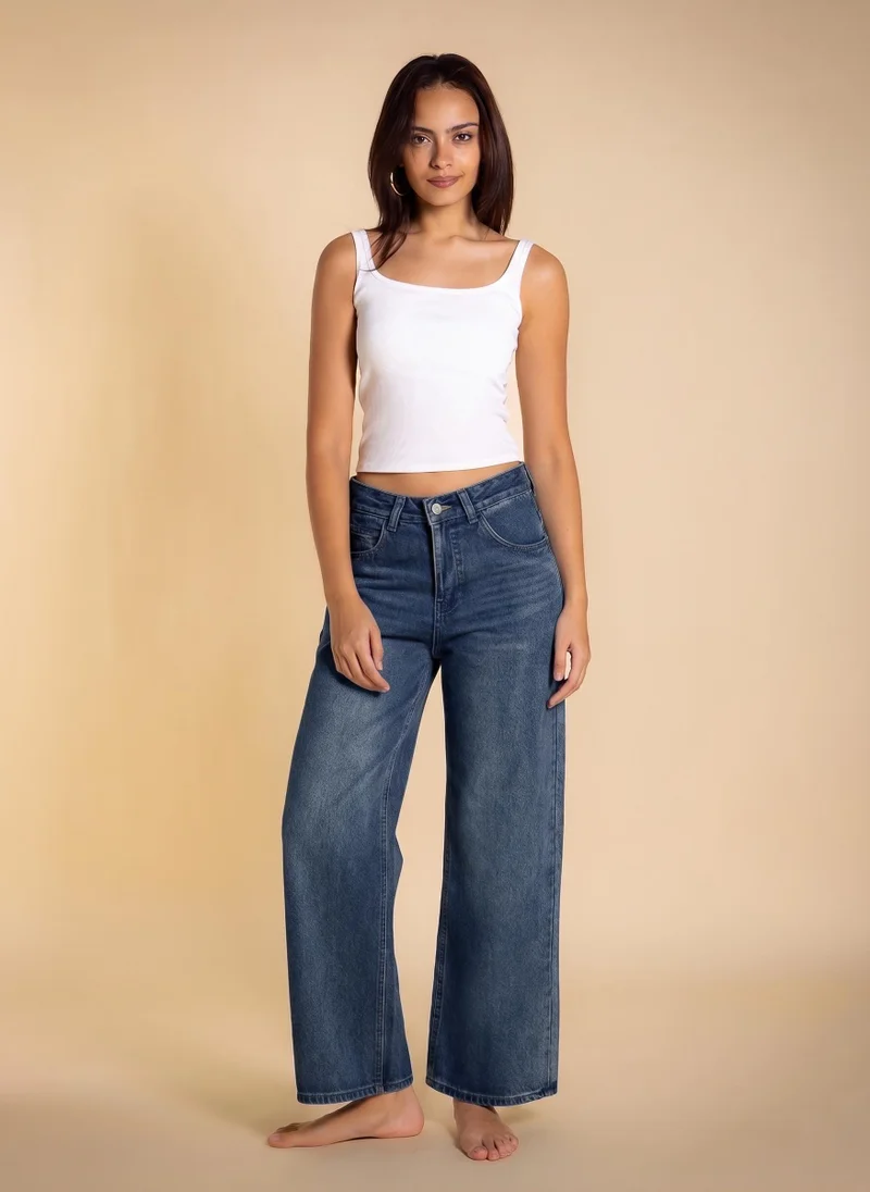 SHAPES MID-WAIST WIDE LEG JEANS