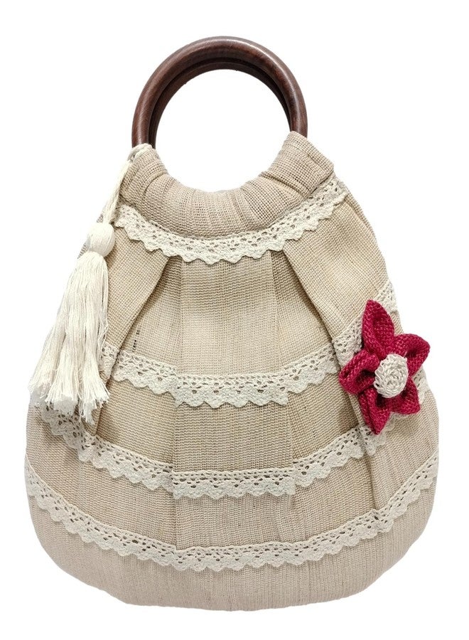 ATHZ top handle handbags for women Made in India artisan hand carry bags tailored and durable (Off white, Wine- Red, Brown) - Image 1