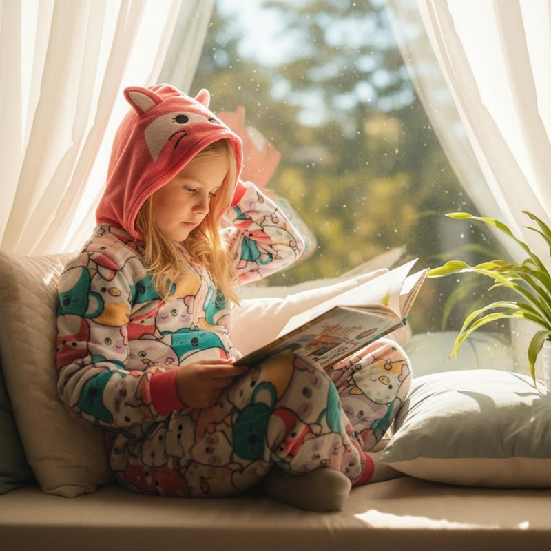 Squishmallows Girls Onesie Pajamas - Long Sleeve Zip Up Hooded Blanket Sleep - One Piece Costume - Official License - Image 3