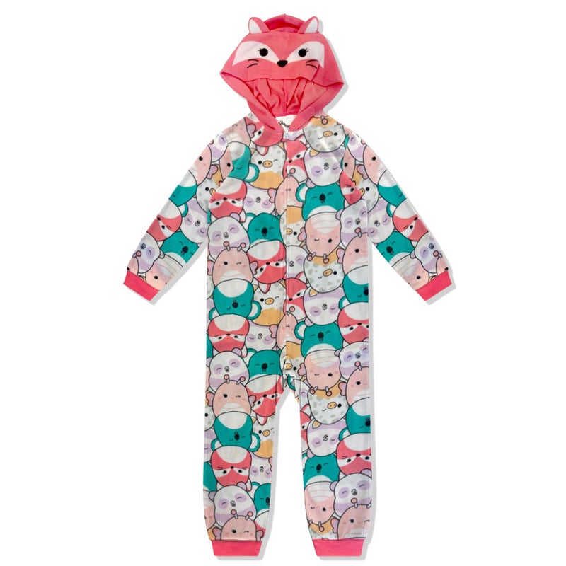 Squishmallows Girls Onesie Pajamas - Long Sleeve Zip Up Hooded Blanket Sleep - One Piece Costume - Official License - Image 1