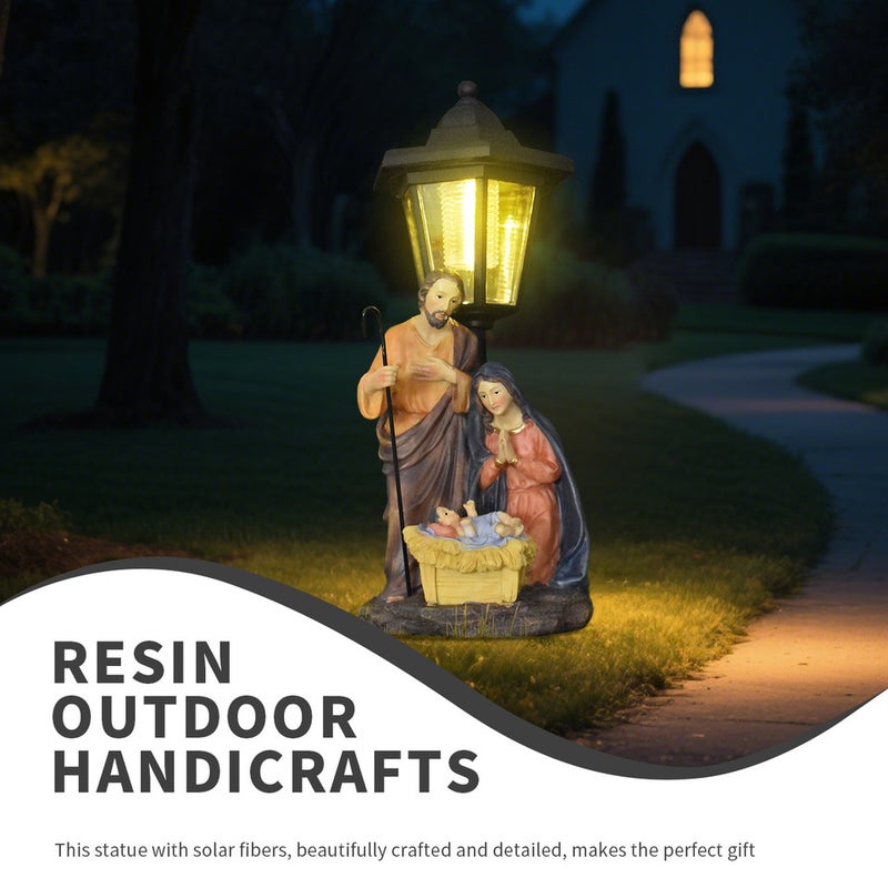 Resin Family Theme Solar Outdoor Light Statue Creative Figure Sculpture for Garden Night Lamp - Image 1