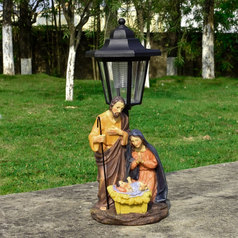Resin Family Theme Solar Outdoor Light Statue Creative Figure Sculpture for Garden Night Lamp - Image 5