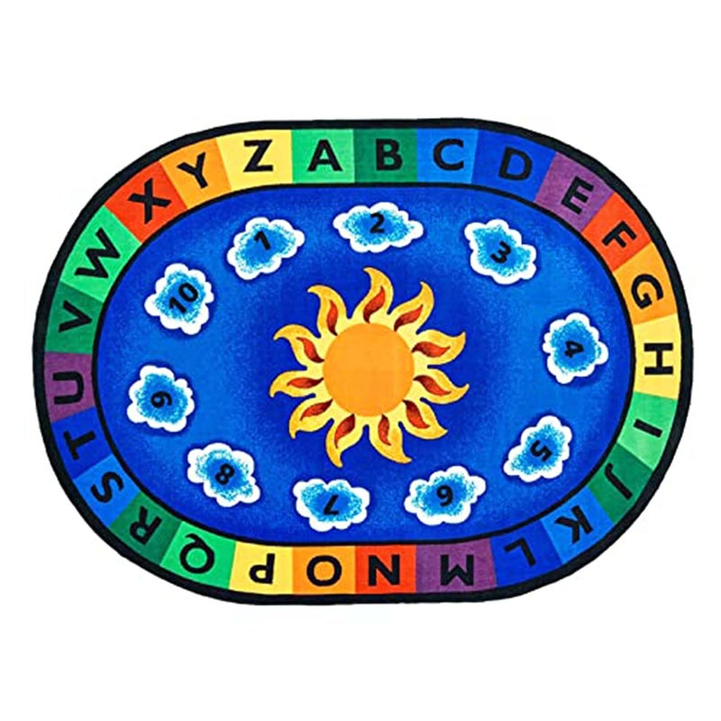 Toy Park Kids Learn and Play Sunny & Cloudy Soft Area Rug Alphabet Educational Kids Rug on Blue Playroom Rug 7'9"x5'2" & 7 mm Thick, ABC Letters, Numbers and Colours Learning Carpet - Image 5