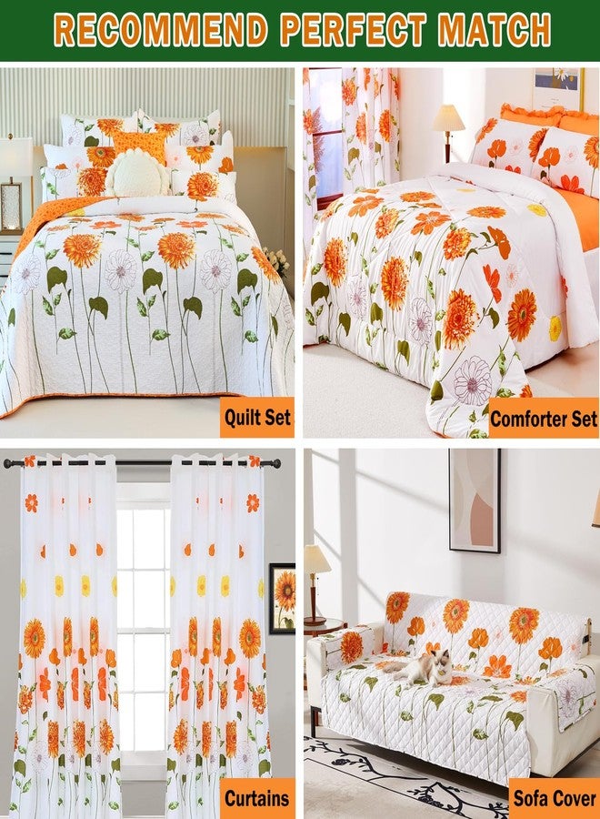 EVENHUG Orange Sunflower Shower Curtain with Hooks Waterproof Floral Flowers Shower Curtain for Bathroom 84x72 inch - Image 4