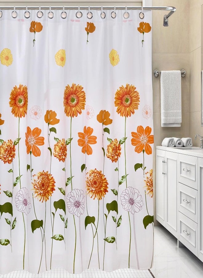 EVENHUG Orange Sunflower Shower Curtain with Hooks Waterproof Floral Flowers Shower Curtain for Bathroom 84x72 inch - Image 5